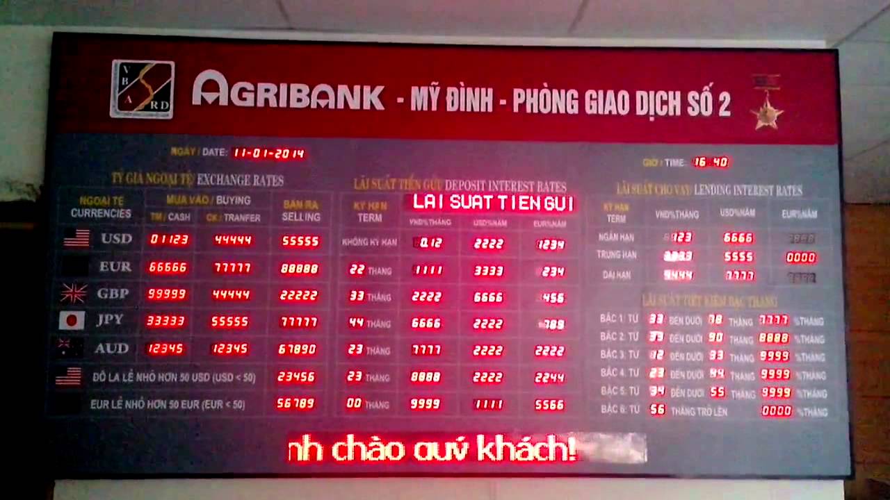Biển led thông báo tại một ngân hàng